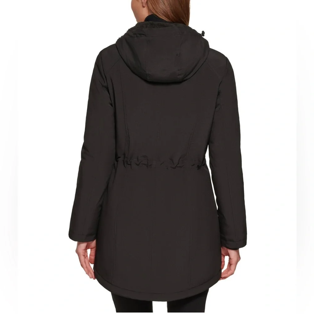 Calvin Klein Women’s Hooded Faux-Fur-Lined Anorak Raincoat S - Picture 3 of 16
